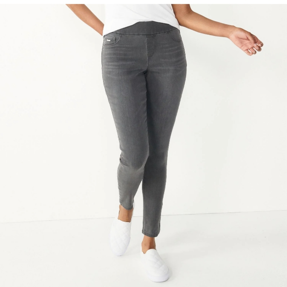 Nine West Gray Jeggings Jeans Pull On Mid Rise Sz 8 NWT $40